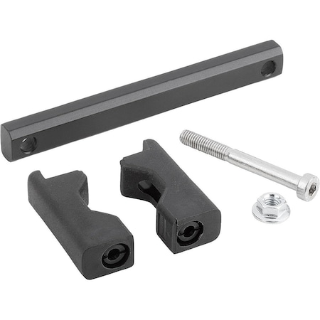 Kipp Pull Handle A=180, L=200, H=40, Form:B, Aluminum Anodized, Comp:Polyamide Comp:Black, D=M05 K0216.180101